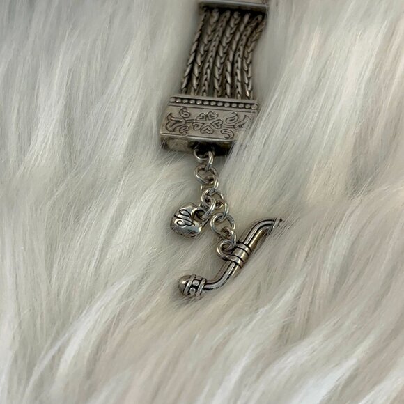 BRIGHTON VINTAGE MULTI-STRAND SILVERPLATED FLORAL BRACELET - Picture 8 of 10